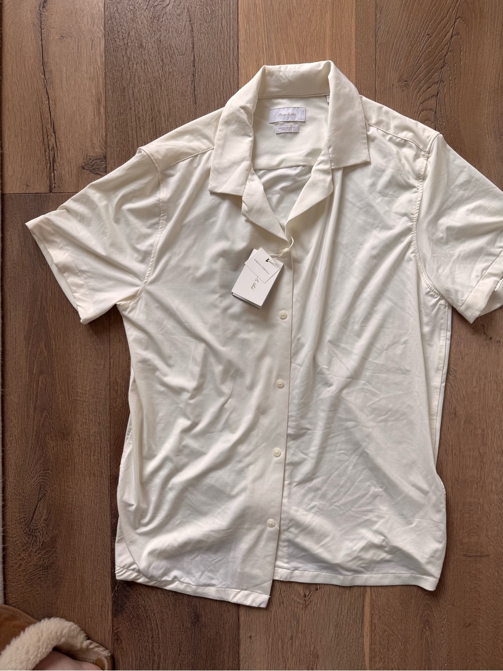 Men's Short-Sleeve Button-Down Shirt in Cream by AllSaints